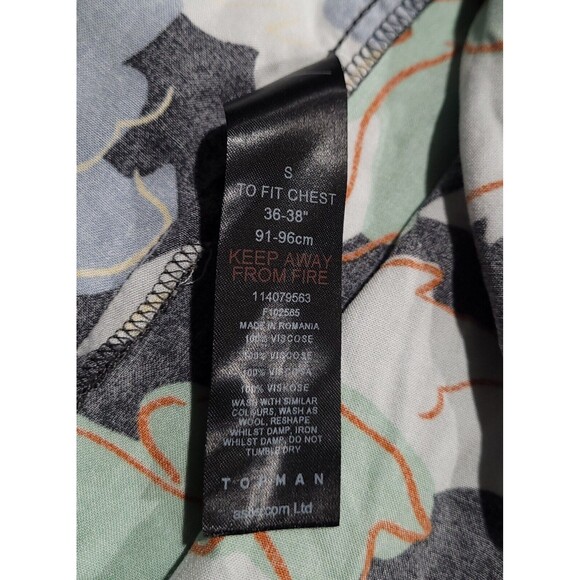 Topman Spliced Floral Hibiscus Viscose Green & BLUE Tropical Hawaiian Shirt NWOT - Picture 9 of 10